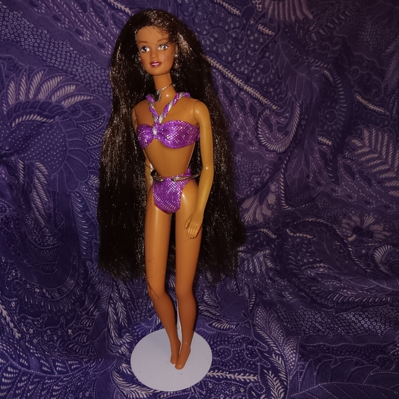 1995 Sparkle Beach Teresa 90s Purple Swimsuit Barbie Doll - Picture 6 of 10
